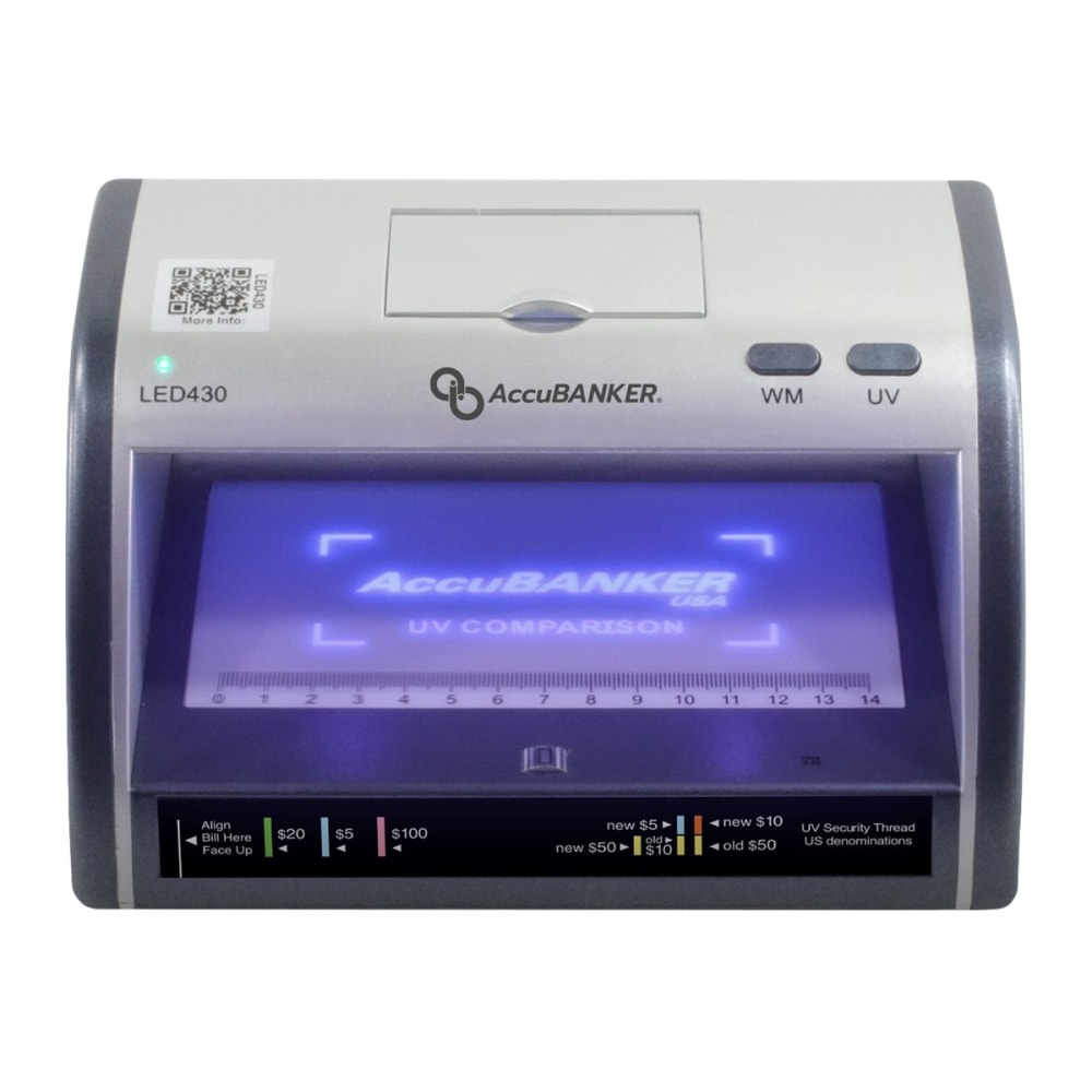 AccuBanker LED430 Counterfeit Bill & Document Validator With Magnifier, 4-7/16inH x 8-7/16inW x 5-3/4inD MPN:LED430