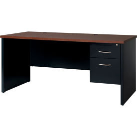 Hirsh Industries® Modular Steel Credenza - Single Right Pedestal - 72 x 24 - Black/Walnut 20553