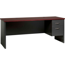 Hirsh Industries® Modular Steel Credenza - Single Right Pedestal - 72 x 24 - Charcoal/Mahogany 20554