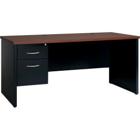 Hirsh Industries® Modular Steel Credenza - Single Left Pedestal - 72 x 24 - Black/Walnut 20555