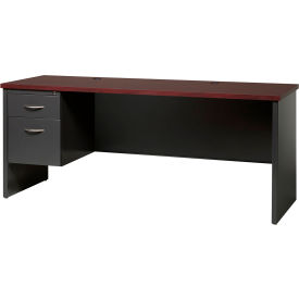 Hirsh Industries® Modular Steel Credenza - Single Left Pedestal - 72 x 24 - Charcoal/Mahogany 20556