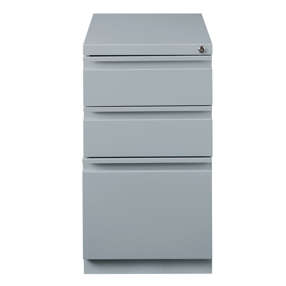 Hirsh 20inD Vertical 3-Drawer Mobile Pedestal File Cabinet, Platinum MPN:21856