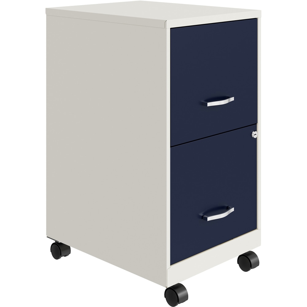 Hirsh Space Solutions SOHO Smart 18inD Vertical 2 Drawer Mobile File Cabinet, White/Navy MPN:25836