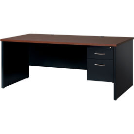 Hirsh Industries® Modular Steel Desk - Single Right Pedestal - 72 x 36 - Black/Walnut 20535******