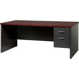 Hirsh Industries® Modular Steel Desk - Single Right Pedestal - 72 x 36 - Charcoal/Mahogany 20536