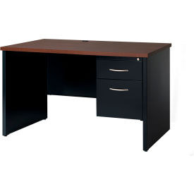 Hirsh Industries® Modular Steel Desk - Single Right Pedestal - 48 x 30 - Black/Walnut 20539