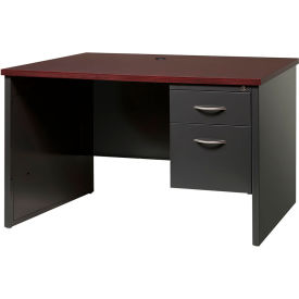 Hirsh Industries® Modular Steel Desk - Single Right Pedestal - 48 x 30 - Charcoal/Mahogany 20540