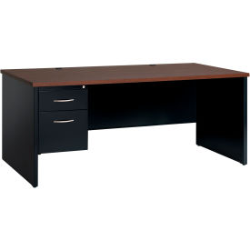 Hirsh Industries® Modular Steel Desk - Single Left Pedestal - 72 x 36 - Black/Walnut 20541