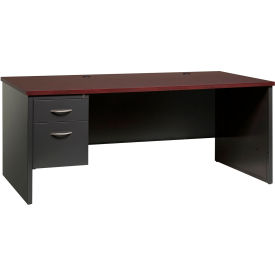 Hirsh Industries® Modular Steel Desk - Single Left Pedestal - 72 x 36 - Charcoal/Mahogany 20542
