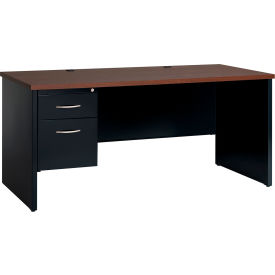 Hirsh Industries® Modular Steel Desk - Single Left Pedestal - 66 x 30 - Black/Walnut 20543