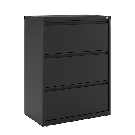 30 in W 3 Drawer Lateral File Cabinet, Black, A4/Legal/Letter MPN:14974