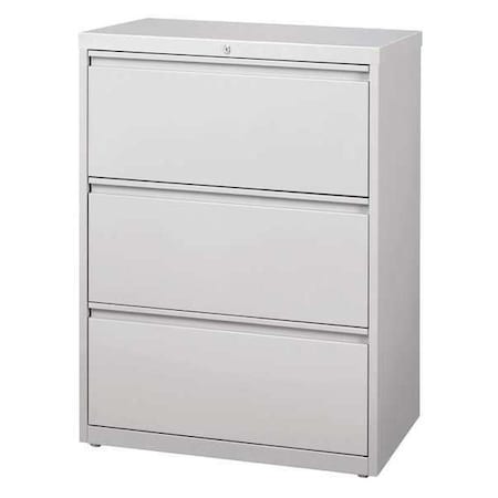 30 in W 3 Drawer File Cabinet, Light Grey, Letter, Legal, A4 MPN:14975