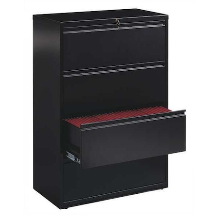 36 in W 4 Drawer Lateral File Cabinet, Black, A4/Legal/Letter MPN:17454