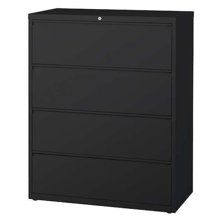 42 in W 4 Drawer Lateral File Cabinet, Black, A4/Legal/Letter MPN:17460