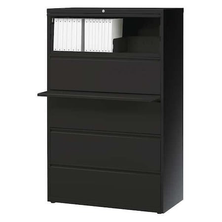 36 in W 5 Drawer Lateral File Cabinet, Black, A4/Legal/Letter MPN:17639