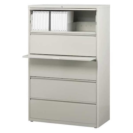 36 in W 5 Drawer Lateral File Cabinet, Light Gray, A4/Legal/Letter MPN:17640