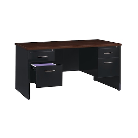 Desk Pedestal, 30 in D X 29 1/2 in H, 60 in W X Steel, Black/Walnut MPN:20533