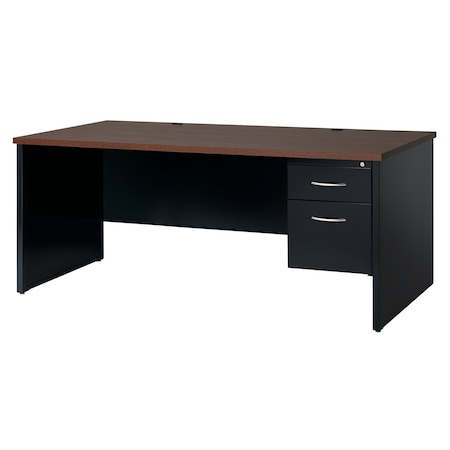 Desk Pedestal, 36 in D X 29 1/2 in H, 72 in W X Steel, Black/Walnut MPN:20535
