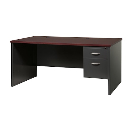 Desk Pedestal, 30 in D X 29 1/2 in H, 66 in W X Steel, Charcoal/Mahogany MPN:20538