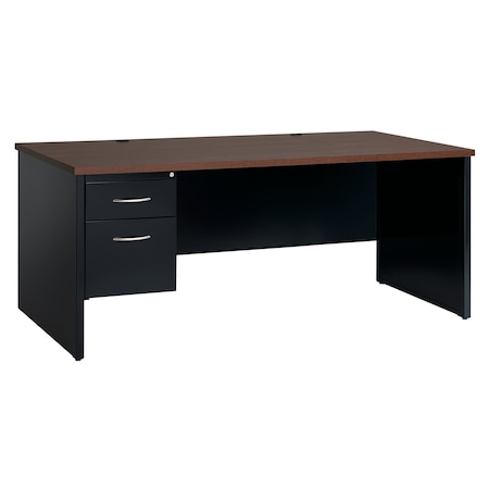 Desk Pedestal, 36 in D X 29 1/2 in H, 72 in W X Steel, Black/Walnut MPN:20541