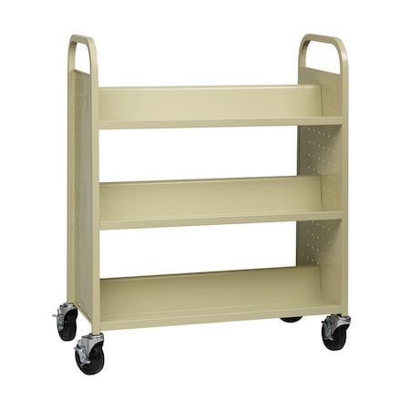 Double-sided Mobile Book Cart for Schools, Putty MPN:21785