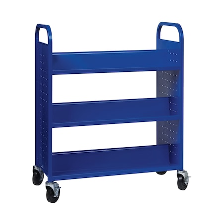 Double-sided Mobile Book Cart for Schools, Classic Blue MPN:21787