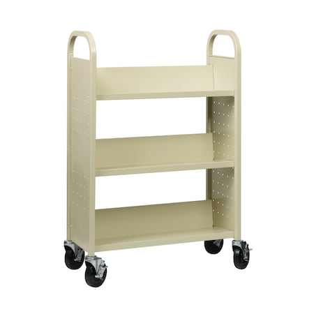 Single-sided Mobile Book Cart for Schools, Putty MPN:21788