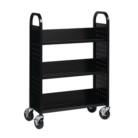 Single-sided Mobile Book Cart for Schools, Black MPN:21789