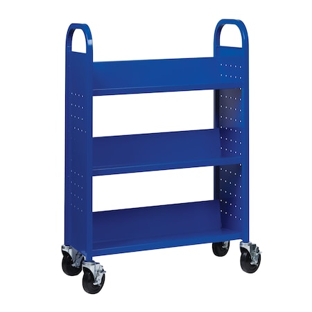 Single-sided Mobile Book Cart for Schools, Classic Blue MPN:21790