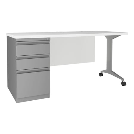 Commercial Desks, 24 in D X 28.75 in H, 60 in W X Steel, Laminate, Arctic Silver / White MPN:24226