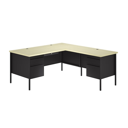 Corner Office Desk W/ Right-Hand Return, 72 in D X 29.5 in H, 66 in W X Black / Maple MPN:24975