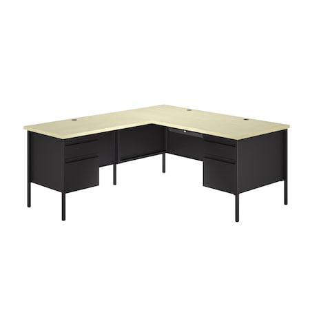 Corner Office Desk W/ Left-Hand Return, 72 in D X 29.5 in H, 66 in W X Black / Maple MPN:24976