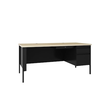 Right-Hand Single Pedestal File Office Desk W/ Center Drawer, 30 in D X 29.5 in H, 66 in W X MPN:25048