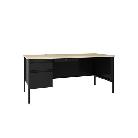 Left-Hand Single Pedestal File Office Desk W/ Center Drawer, 30 in D X 29.5 in H, 66 in W X MPN:25049