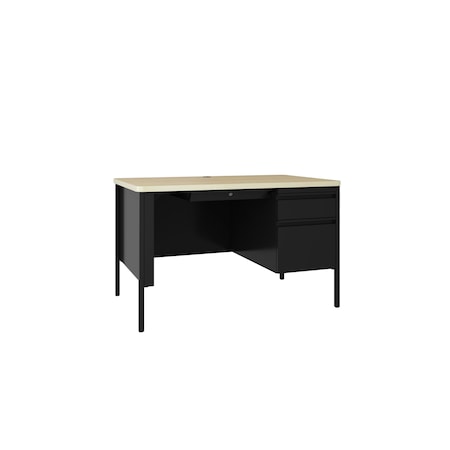 Right-Hand Single Pedestal File Office Desk W/ Round Corner T-Mold Top, 30 in D X 29.5 in H MPN:25053