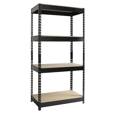 3800 Riveted Steel Shelving 4-Shelf Unit, 16D x 30W x 60H, Black MPN:17125