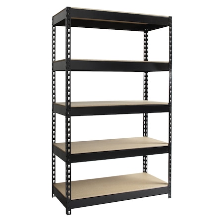 3800 Riveted Steel Shelving 5-Shelf Unit, 16D x 36W x 60H, Black MPN:17126