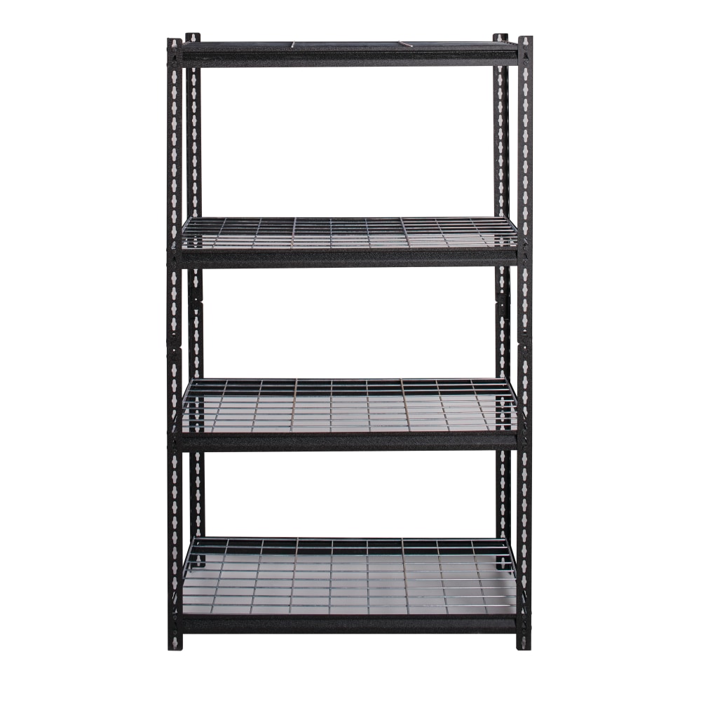 Hirsh Iron Horse 2300 Steel Wire Deck Shelving Unit, 4 Shelves, 60inH x 36inW x 18inD, Black MPN:22129