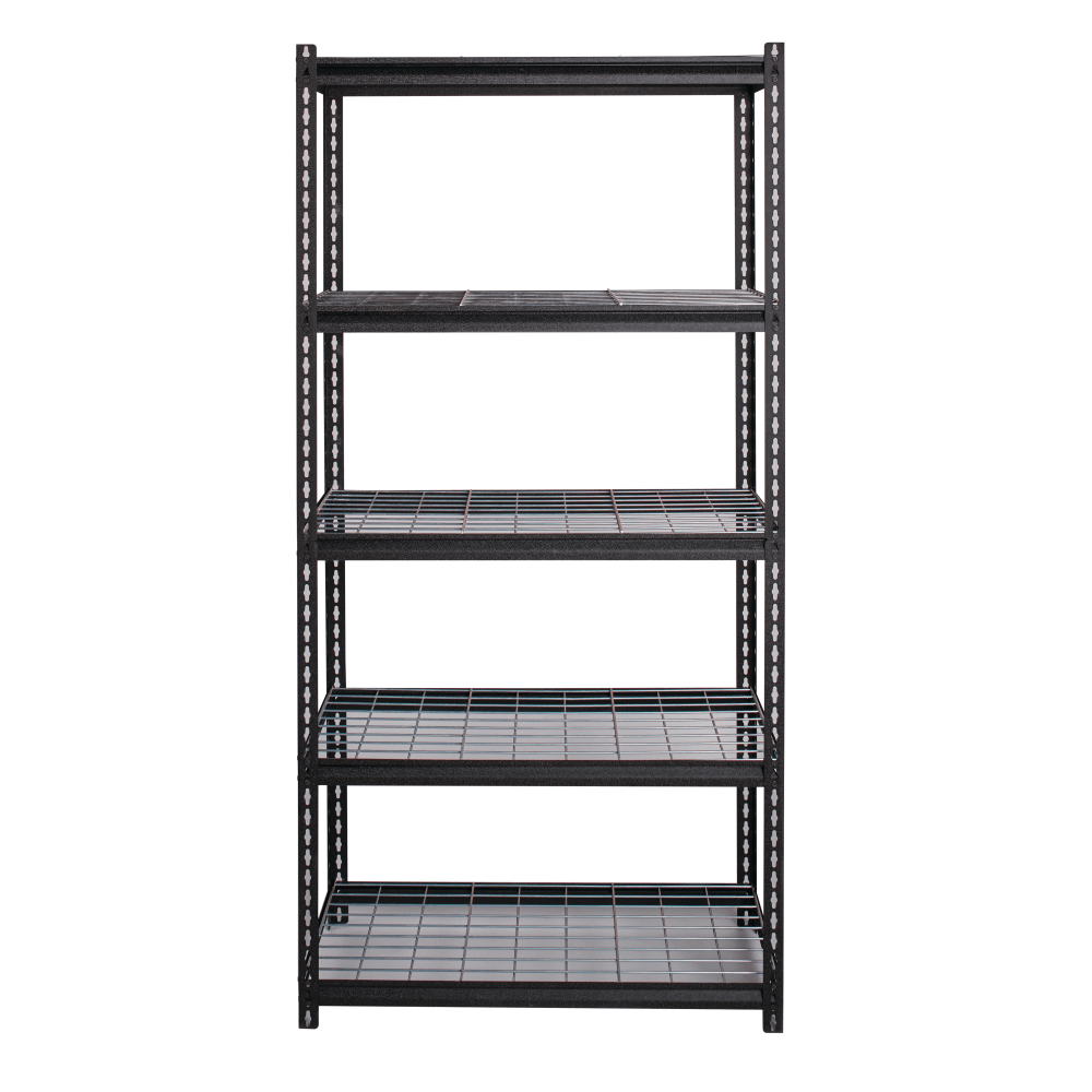 Hirsh Iron Horse 2300 Steel Wire Deck Shelving Unit, 5 Shelves, 72inH x 36inW x 18inD, Black MPN:22130