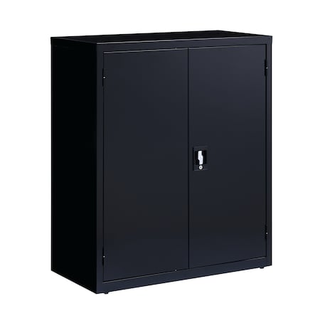 Storage Cabinet, 42 in H, 36 in W, 18 in D, Recessed Twist, Keyed, Black, 2 Shelves MPN:22002