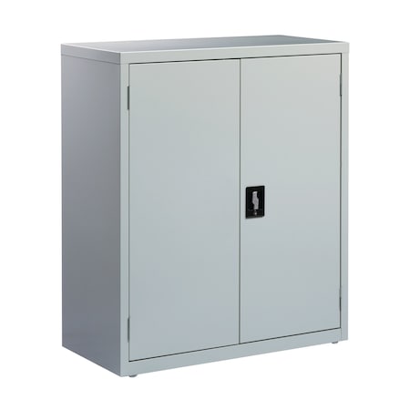 Storage Cabinet, 42 in H, 36 in W, 18 in D, Recessed Twist, Keyed, Light Gray, 2 Shelves MPN:22003