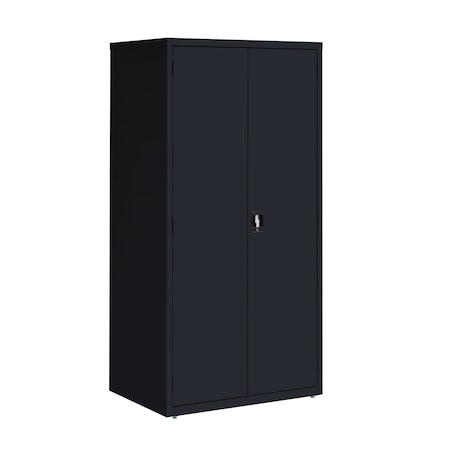 Storage Cabinet, 72 in H, 36 in W, 24 in D, Recessed Twist, Keyed, Black, 4 Shelves MPN:22008