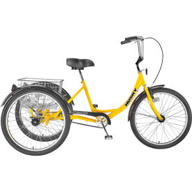 Husky Bicycles Industrial Tricycle 3 Speed 26'' Wheels 600 Lb. Capacity Includes Basket Yellow 160-315