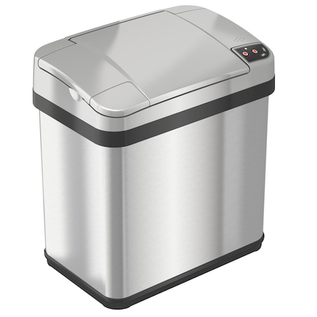 2 gal Rectangular Indoor Metal Can, Silver, Touchless Sensor Lid, Stainless Steel, 7 in MPN:HLS02SS