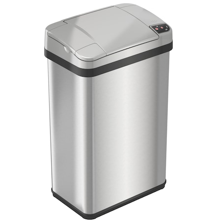 4 gal Rectangular Indoor Metal Can, Silver, Touchless Sensor Lid, Stainless Steel, 7 in MPN:HLS04SS