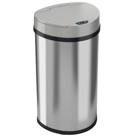 13 gal Half-Round Indoor Metal Can, Silver, Touchless Sensor Lid, Stainless Steel, 12.63 in MPN:HLS13HX