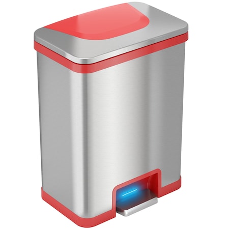 13 gal Rectangular Indoor Metal Can, Silver, Pedal Sensor Lid, Stainless Steel, 11.75 in MPN:HLS13SR