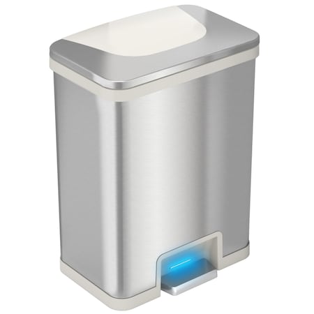 13 gal Rectangular Indoor Metal Can, Silver, Pedal Sensor Lid, Stainless Steel, 11.75 in MPN:HLS13SW