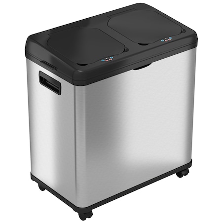 16 gal Rectangular Recycling Bin, Touchless Sensor, Satin Black/Satin Alum, Stainless Steel MPN:HLS16DCSS