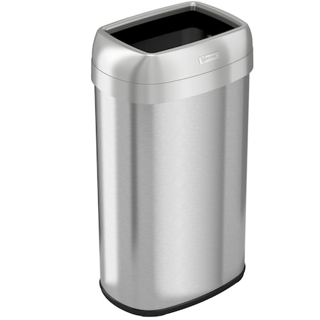 16 gal Oval Trash Can, Silver, Open Top, Stainless Steel, 11.5 in MPN:HLS16STV